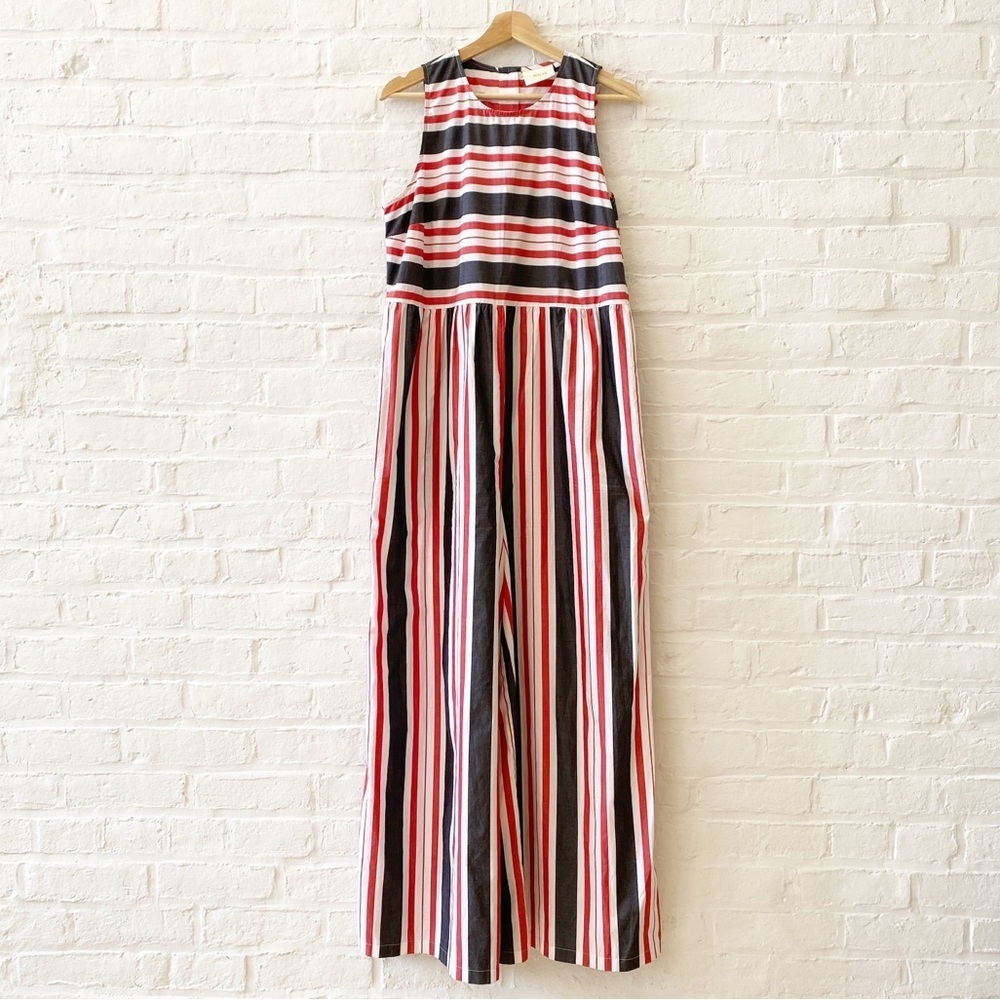 Anthropologie || Maeve Striped Wide-Leg Jumpsuit Red White‎ Large
